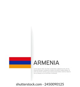 Armenia flag background. State patriotic armenian banner, cover. Document template with armenia flag on white background. National poster. Business booklet. Vector illustration, simple design
