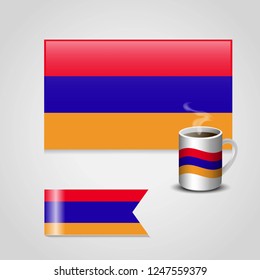 Armenia Flag Banner and Coffee Cup