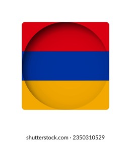 Armenia flag - behind the cut circle paper hole with inner shadow.
