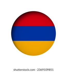 Armenia flag - behind the cut circle paper hole with inner shadow.
