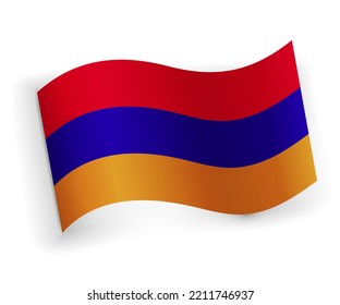 Armenia flag bended and lying on white background