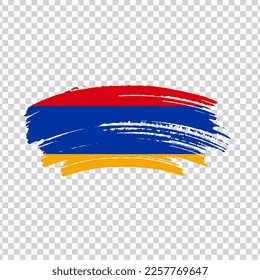 Armenia flag with brush paint textured isolated on png or transparent background, Symbol of Armenia, template for banner, promote, design.