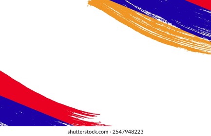 Bandeira da Armênia com efeito de traçado de pincel, traçado de pincel Grunge. Design de bandeira de pintura aquarela.
