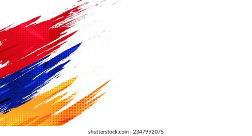 Armenia Flag with Brush Stroke Style Isolated on White Background. Flag of Armenia