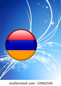 Armenia Flag Button on Abstract Light Background Original Illustration