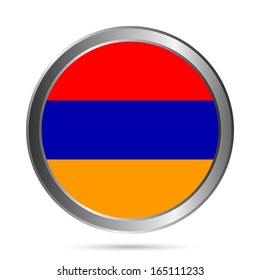 Armenia flag button on a white background. The colors of the original. Vector illustration.