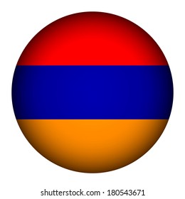 Armenia flag button on a white background. Vector illustration.