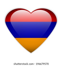 Armenia flag button on a white background. Vector illustration.