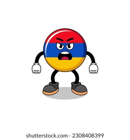 armenia flag cartoon illustration with angry expression , character design