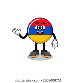 armenia flag cartoon with welcome pose , character design
