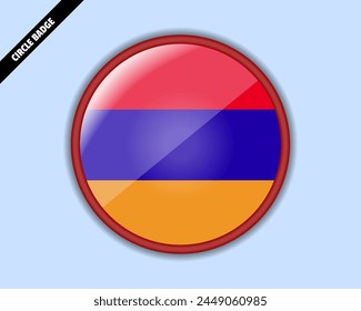 Armenia flag circle badge, vector design, oval Armenia emblem, rounded sign with reflection, patriotism and trade concept, logo with country flag