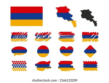 Armenia flag design or armenia national flag vector design set. Map