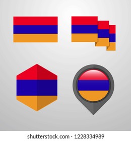 Armenia flag design set vector