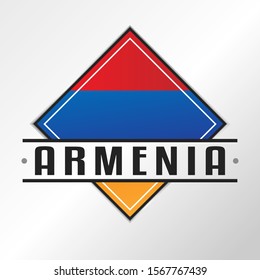 Armenia Flag Emblema. Vector Design National. Illustration Country Symbol. Insignia Banner Logo.