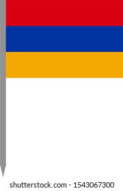 Armenia Flag with Flagpole. Vector Image.