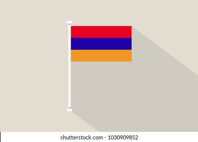 Armenia flag with flagpole,vector illustration