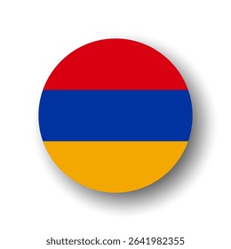 Armenia flag - flat vector circle icon or badge with dropped shadow.