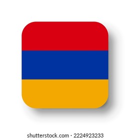 Armenia flag - flat vector square with rounded corners and dropped shadow.