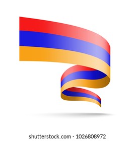 Armenia flag in the form of wave ribbon. Vector illustration on white background.