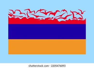Armenia flag with freedom concept, independent country idea, Armenia flag transforming into flying birds vector, sovereignty metaphor, flat design