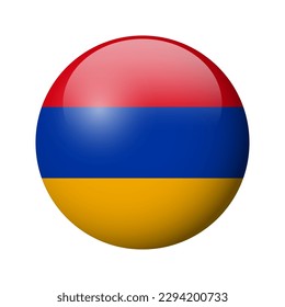 Armenia flag - glossy circle badge. Vector icon.
