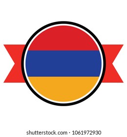 Armenia flag in glossy round button of icon. flag logo of Armenia emblem isolated on white background, Armenia national concept sign, Vector illustration.