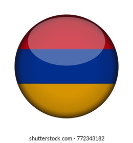 armenia Flag in glossy round button of icon. armenia emblem isolated on white background. National concept sign. Independence Day. Vector illustration.
