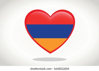 Armenia Flag in Heart Shape. Heart 3d Flag of Armenia, Armenia flag template design.