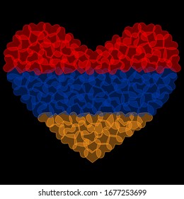 Armenia Flag in Heart Shape. Transparent hearts design. Isolated vector Illustration. Use for printing, posters, T-shirts, textile drawing, print pattern, etc. Follow other flags in my collection.