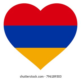 armenia flag in heart vector illustration sign. Flag of armenia in the shape of Heart with contrasting contour, symbol of love for his country or valentine day, patriotism.