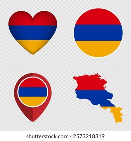 Armenia Flag Icons Pack. Vector illustration.