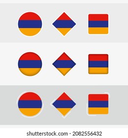 Armenia flag icons set, vector flag of Armenia. Three versions of icon.