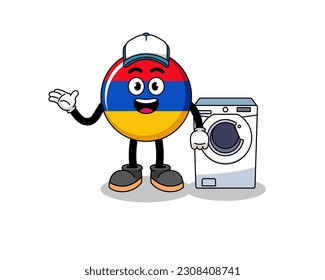 armenia flag illustration as a laundry man , character design