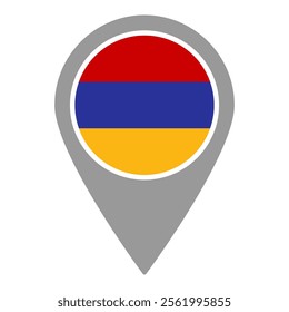Armenia flag location pin, flag application, Flag on Location Pin, graphic design, map pointer, vector illustration.
