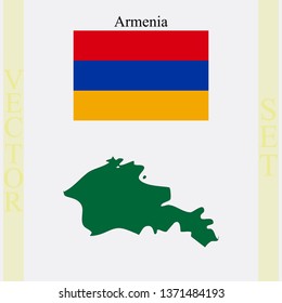 Armenia flag and map, abstract vector art illustration