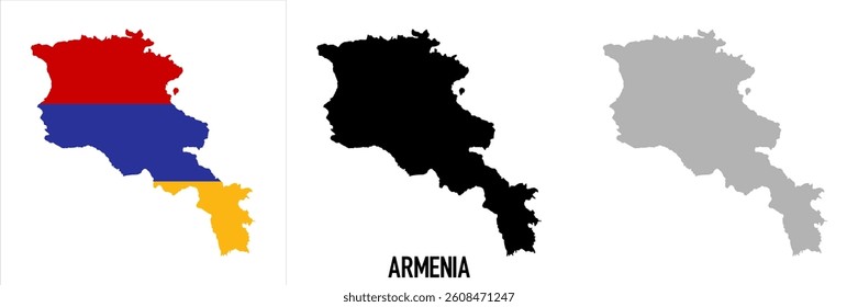 Armenia flag and map shape black and gray color. EPS.file.
