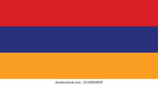 Bandera de Armenia colores oficiales, tamaño estándar y proporciones de Bandera nacional de Armenia Ilustración vectorial gráfica aislada para el Día de la Independencia 21 de septiembre, Día del Ejército 28 de enero, día de la república 28 de mayo