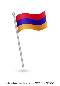 Armenia flag on pole waving in the wind vector illustration