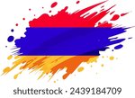 Armenia flag painted with Grunge brush stroke, watercolor flag style.