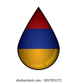 The Armenia  flag painted on 3D water drop