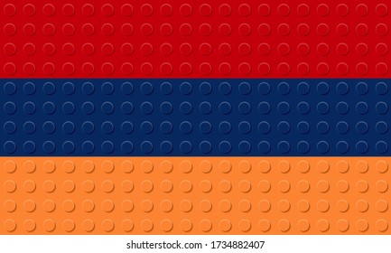 Armenia Flag from plastic building bricks blocks toy. Vector illustration.