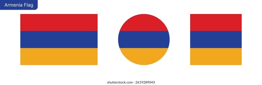 Armenia flag PNG vector. Armenia Square and round icon isolated on transparent PNG background. Armenia flag icon.eps