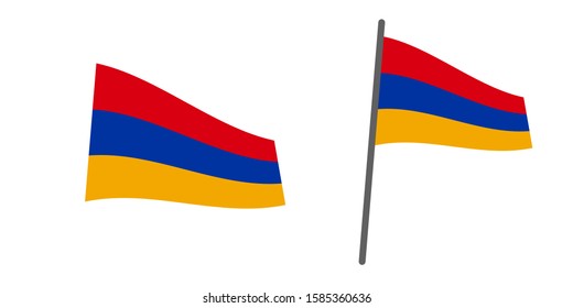 Armenia flag with pole, vector file eps 10