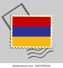 Armenia flag postage stamp. Isolated vector illustration on grey post stamp background