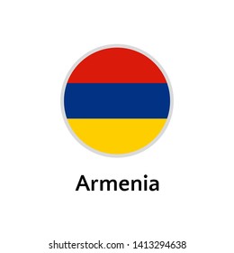 Armenia flag round flat icon, european country vector illustration