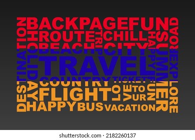 Armenia flag shape of travel keywords, travel concept, abroad vacation idea, simple flat design, Armenia flag mask on holiday words, tourism banner