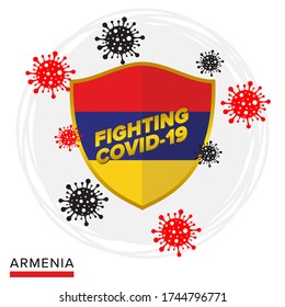Armenia flag shield as a symbol against the corona virus