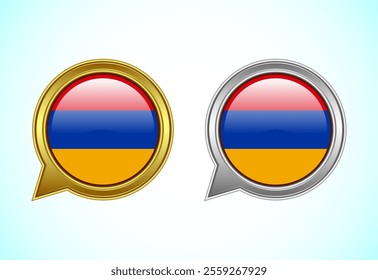 Armenia flag speech bubble. Speaking flag icon in gold and silver color