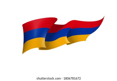 Armenia flag state symbol isolated on background national banner. Greeting card National Independence Day of the Republic of Armenia. Illustration banner with realistic state flag.