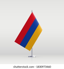 Armenia flag state symbol isolated on background national banner. Greeting card National Independence Day of the Republic of Armenia. Illustration banner with realistic state flag.